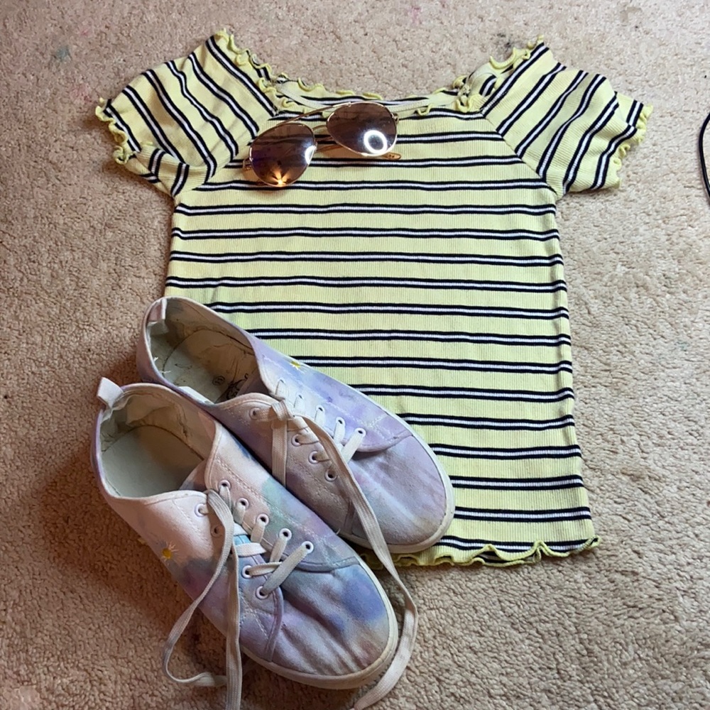 Lettuce Edge Yellow Croptop for 10-12 aged girls